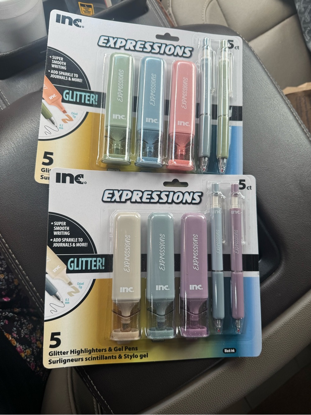 Inc highlighters & gel pens 2 sets peach green yellow purple blue